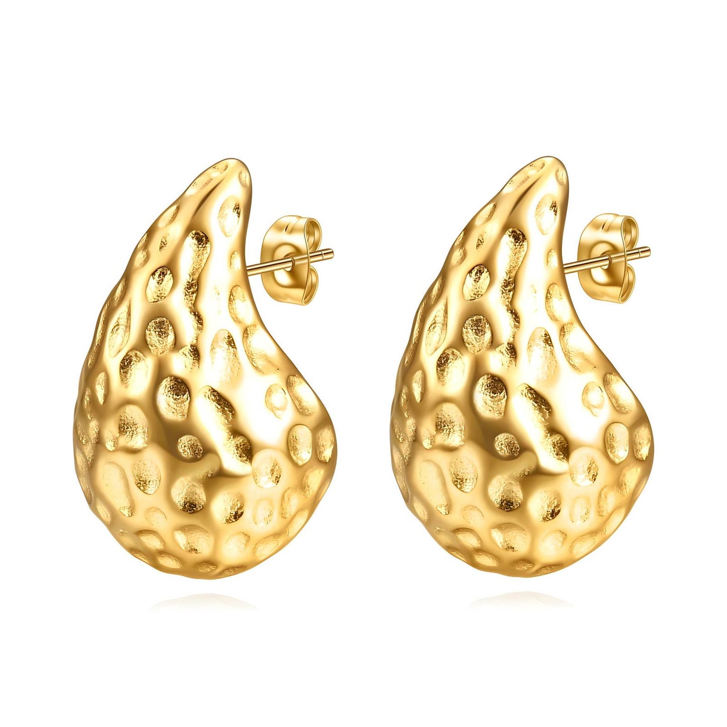 18K Gold Plated Hollow Teardrop Earrings