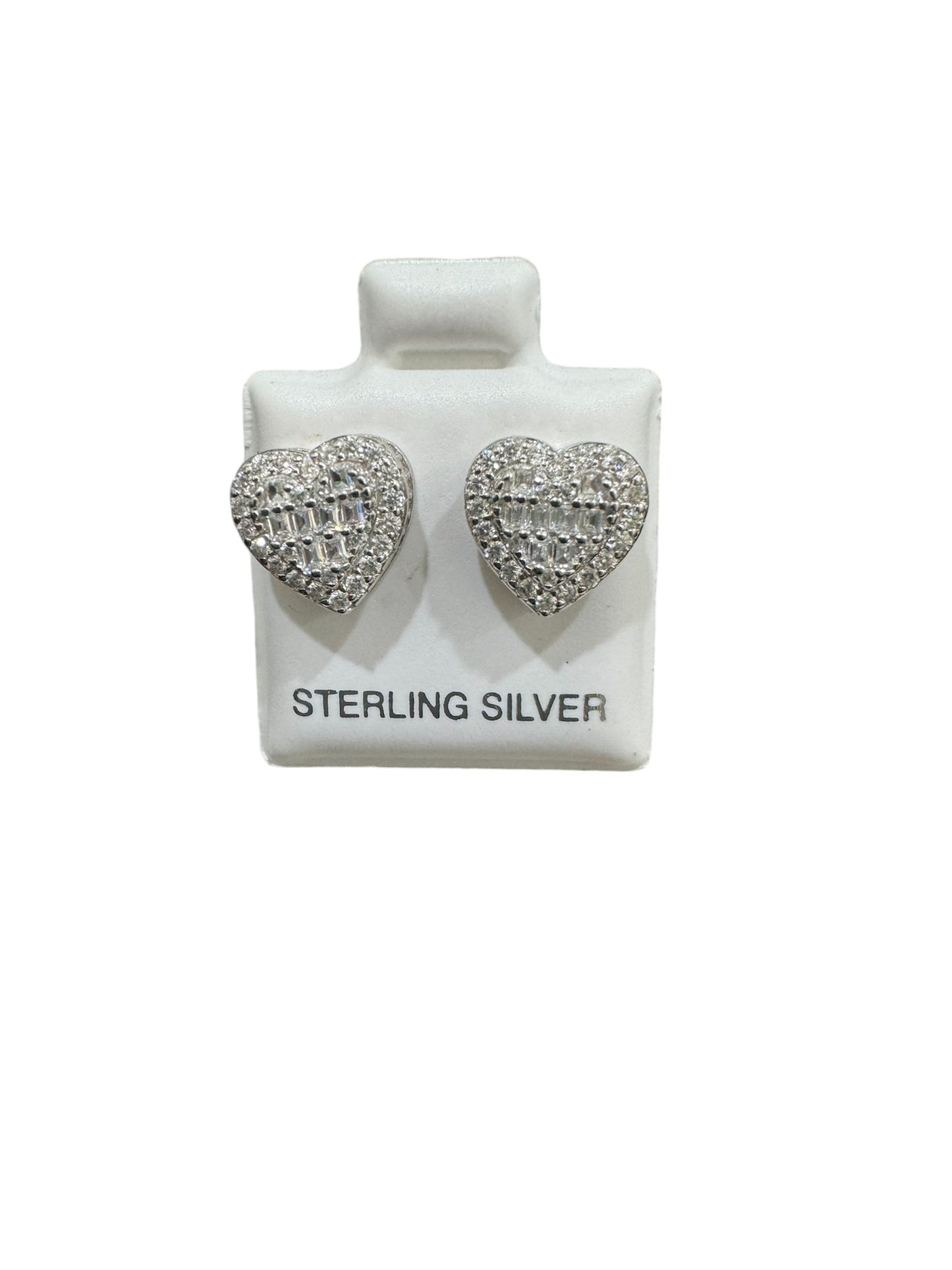 Heart Sterling Silver with Zirconia Earrings