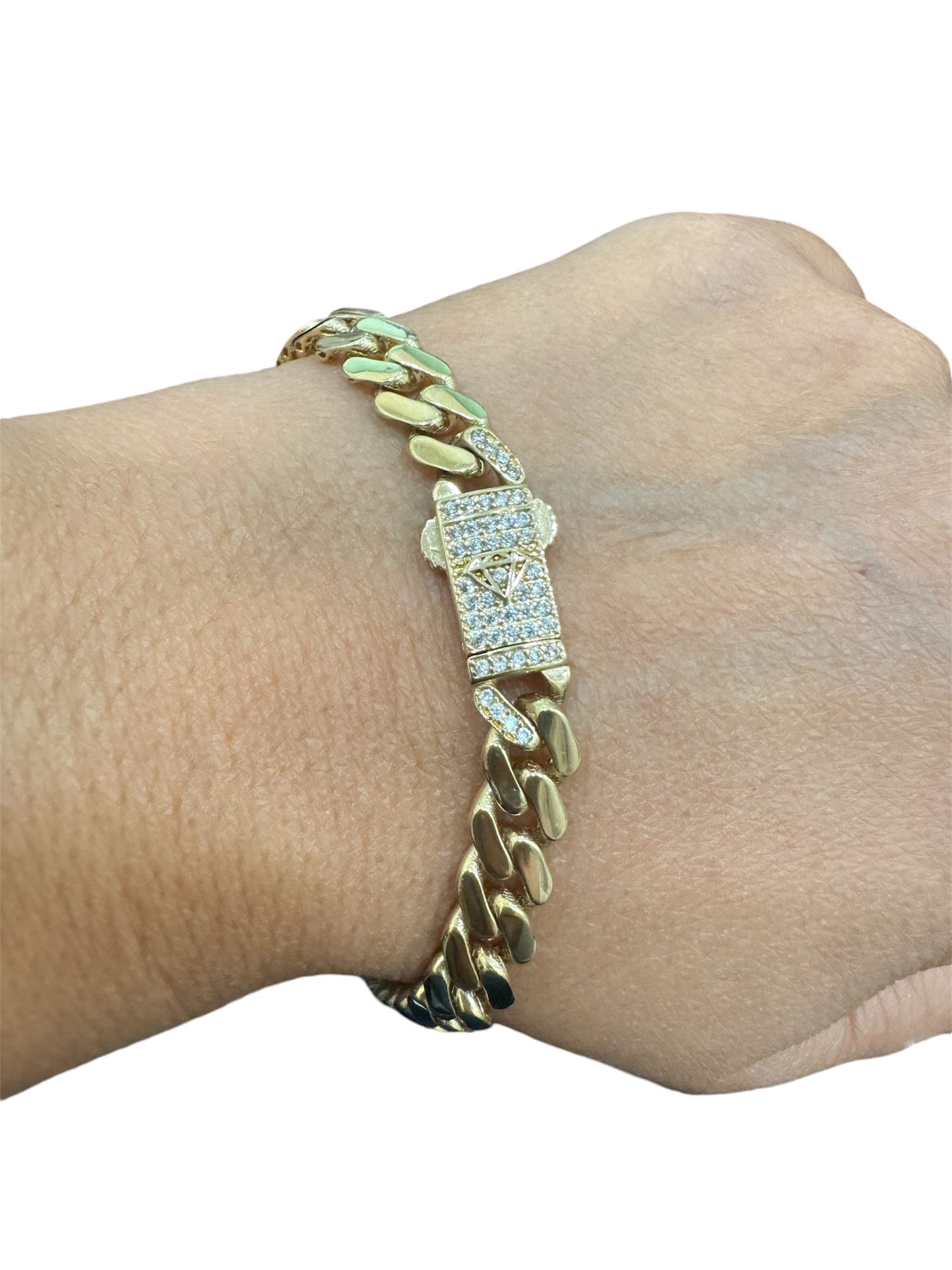 Gourmette Bracelet 14k Gold with Zirconia