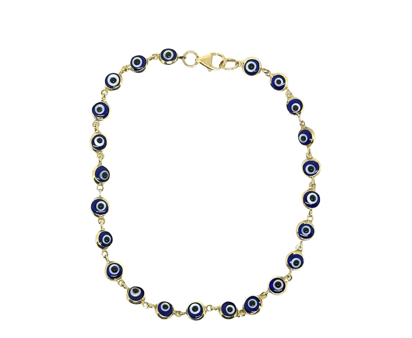 Evil Eye Smaller 14K Gold Blue Bracelet