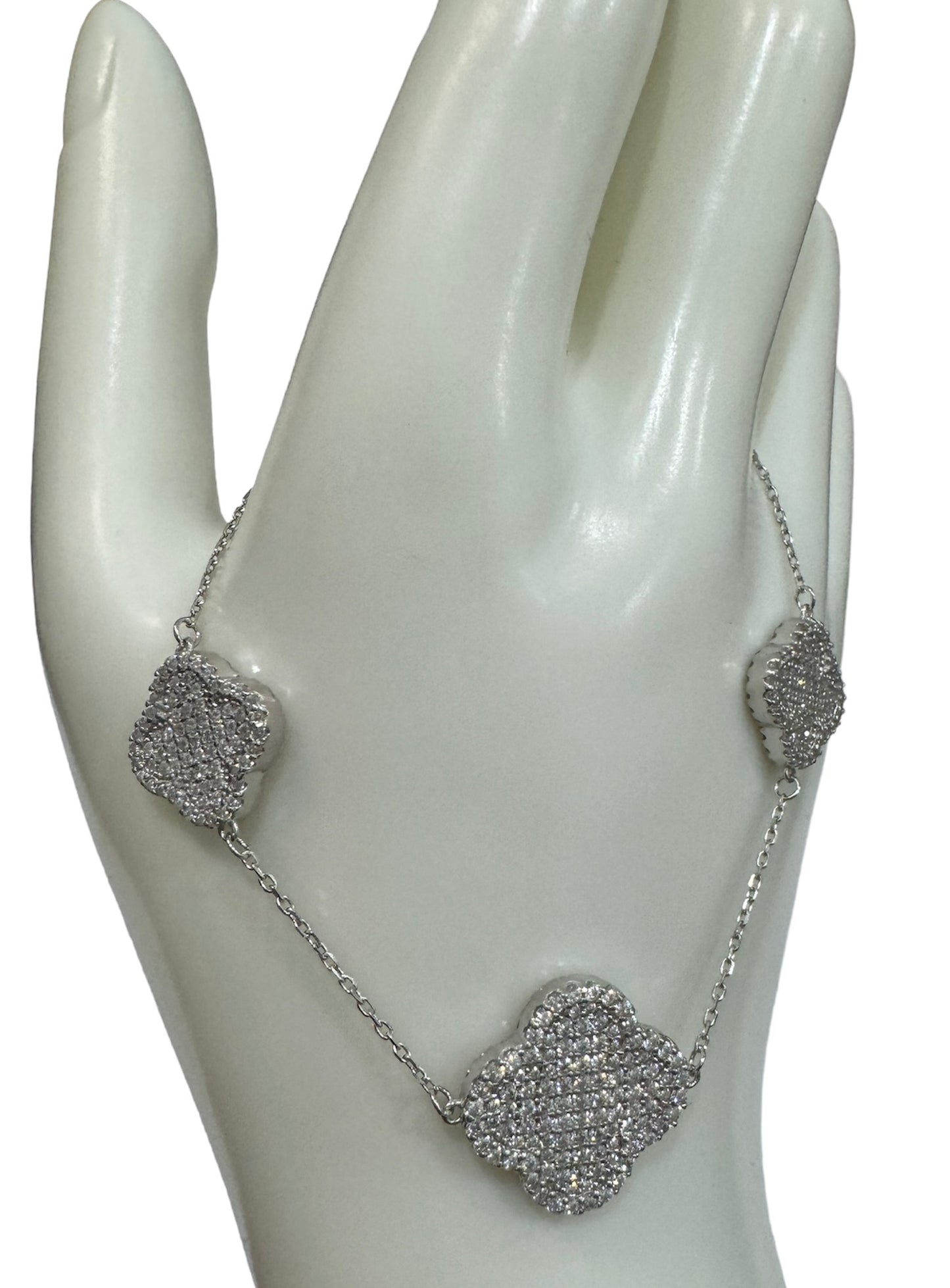 Clover Zirconia Sterling Silver Reversible Bracelet