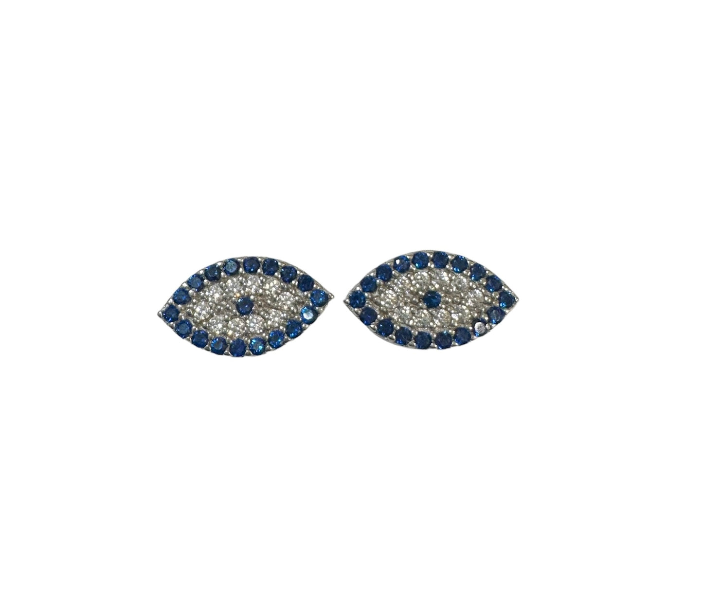 Evil Eye Sapphire and Zirconia Sterling Silver Earings