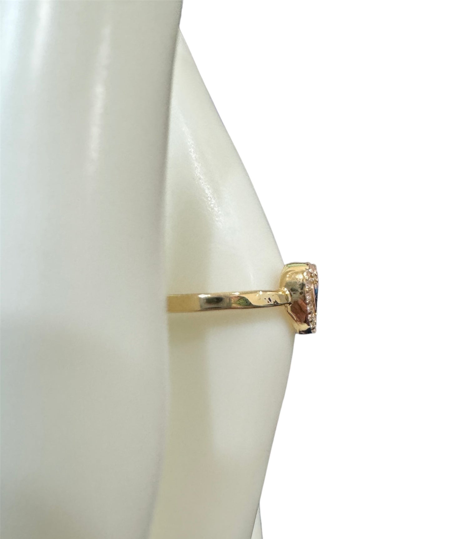 Double Heart Shape with Zirconia Ring 14k Gold