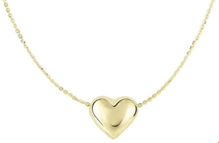 Puffed Heart Necklace 14k Gold