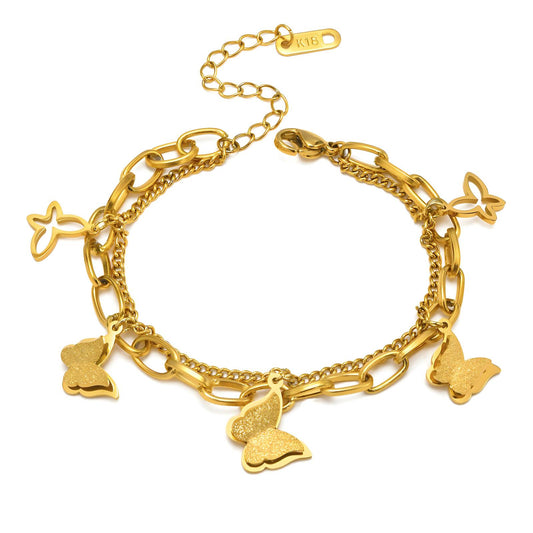 18k Gold Plated Double Butterfly Bracelet