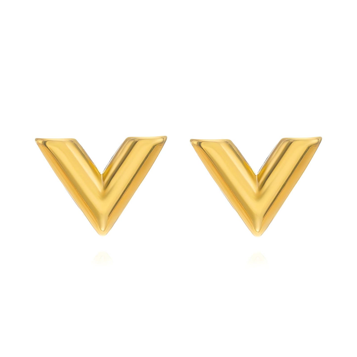 18K Gold Plated Letter V Earrings