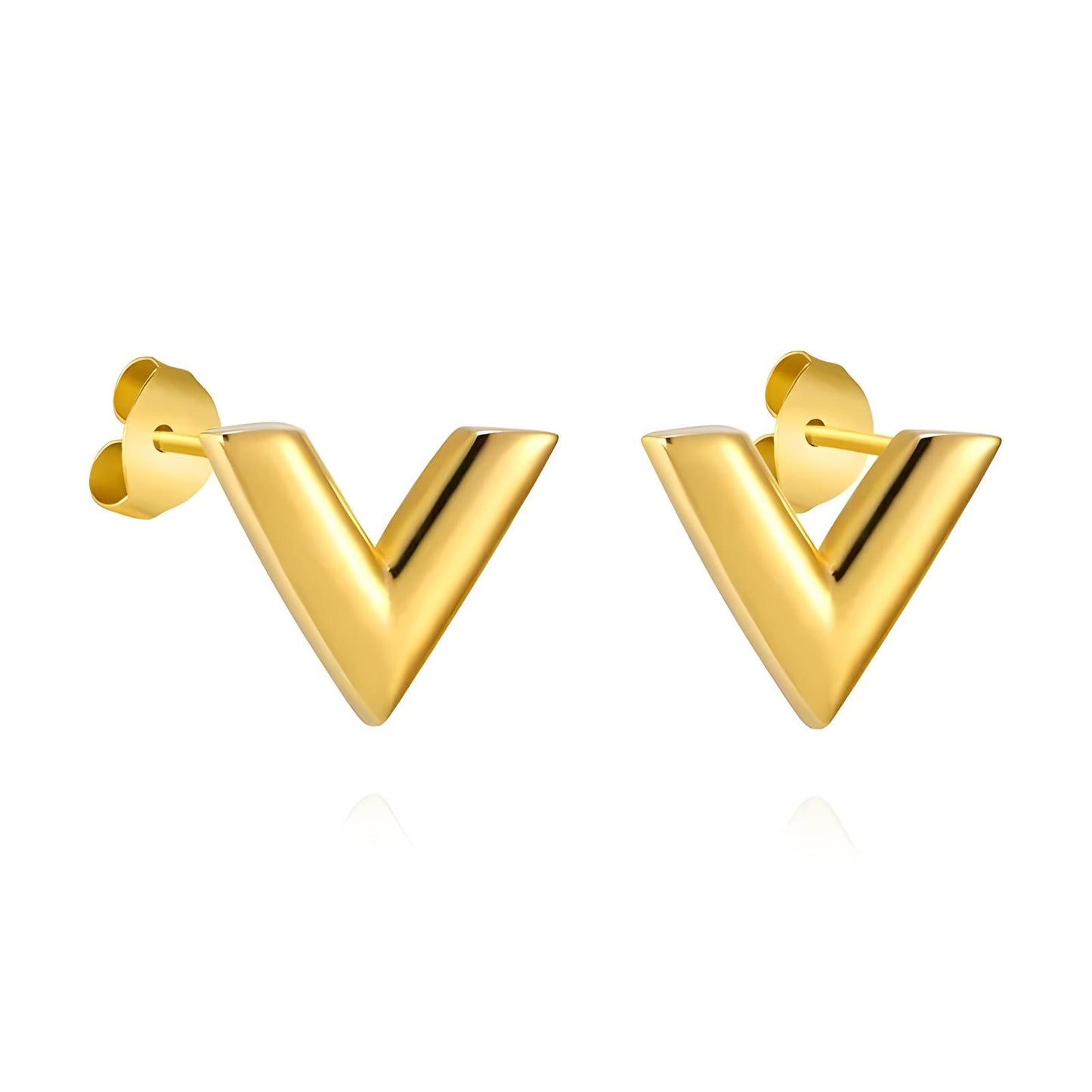 18K Gold Plated Letter V Earrings