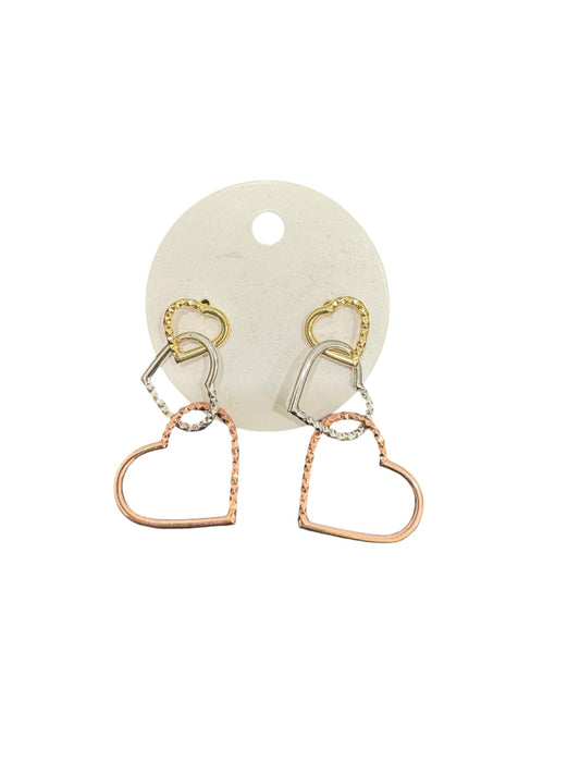 Hearts 3 Golds 14K Earrings