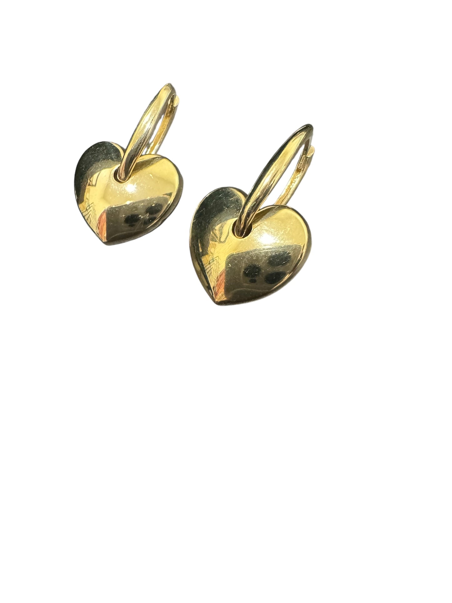 Heart Solid Hoop Earings 14K Gold