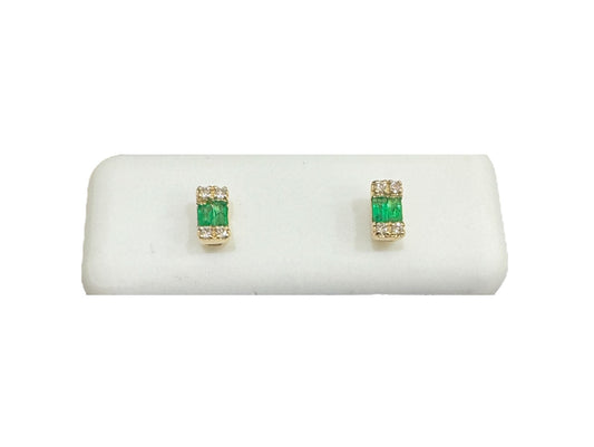 Emeralds & Diamonds 14K Gold Earings