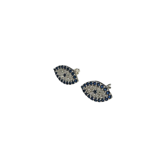 Evil Eye Sapphire and Zirconia Sterling Silver Earings