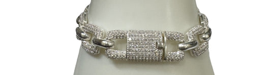 Sterling Silver Link with Zirconia Bracelet