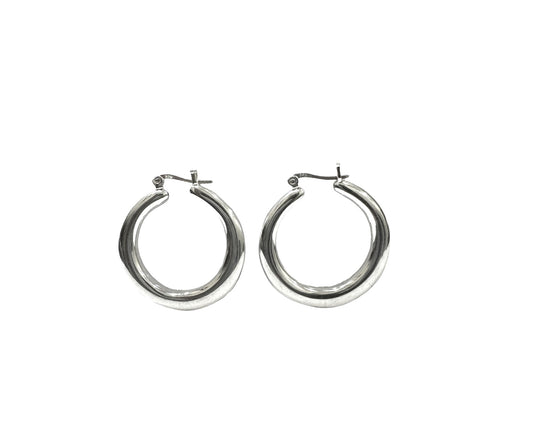 Hoop Huggie Sterling Silver Earrings