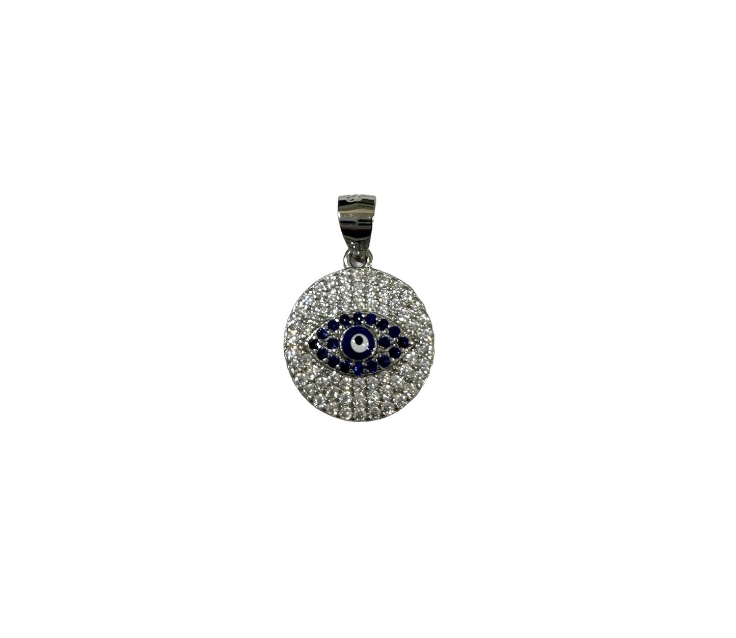 Evil Eye Zirconia & Sapphire Sterling Silver Pendant