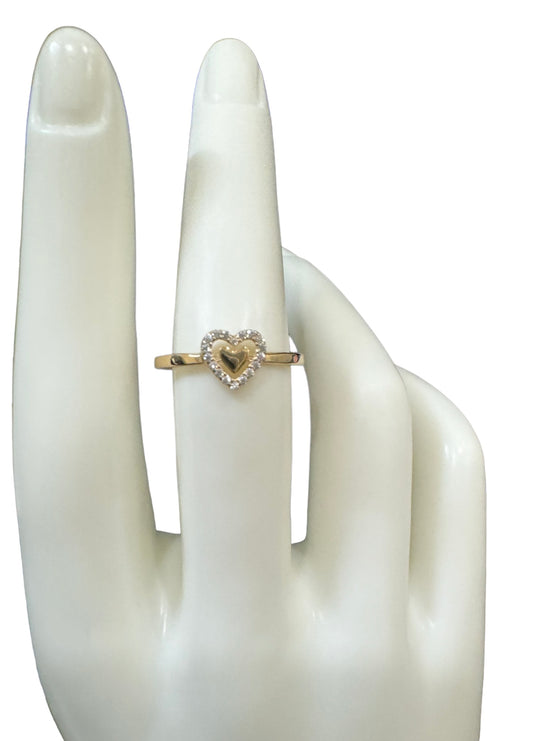 Double Heart Shape with Zirconia Ring 14k Gold